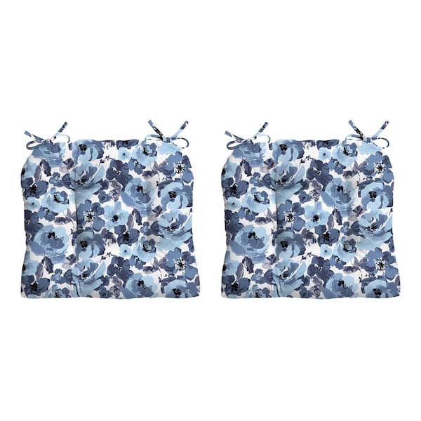 ARDEN 20 in. x 18 in. Blue Garden Floral Tufted Outdoor Seat Cushion (2-Pack)