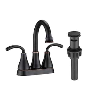 Cortney 4 in. Centerset Double Handle High-Arc Bathroom Faucet Combo Kit with Pop-up Drain Assembly in Oil Rubbed Bronze