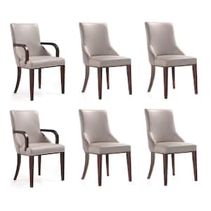 Shubert Light Grey Faux Leather and Velvet Upholstered Dining Chair (Set of 6)