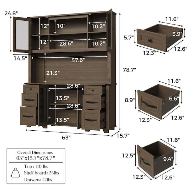 Homsee 78.7 in. H Accent Cabinet Office Storage Cabinet with 11
