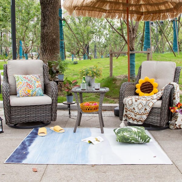 wicker rocking chair set with table