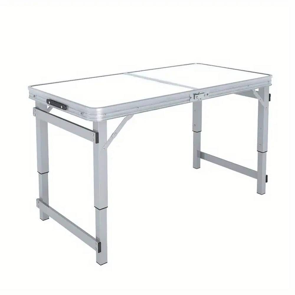 4 ft. Outdoor Picnic Table, Portable Aluminum Foldable Table, White Small C
