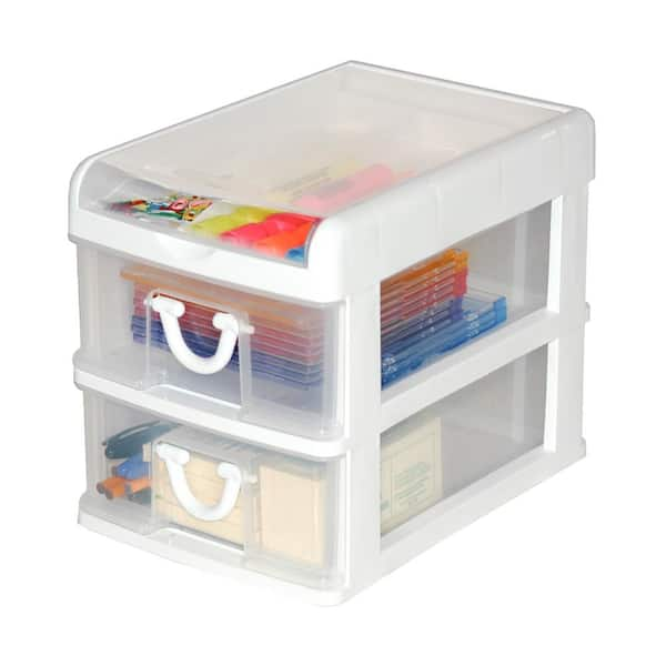 GRACIOUS LIVING Mini 2 Drawer Desktop Organizer with Flip Top, White (3 Pack)  3 x 91365-4C - The Home Depot