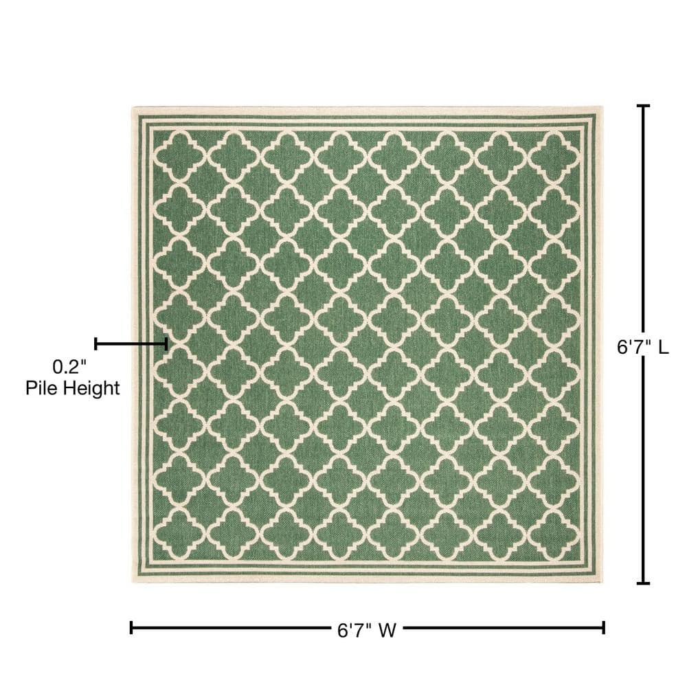 79" Square Blue Geometric Stain-Resistant Outdoor Rug