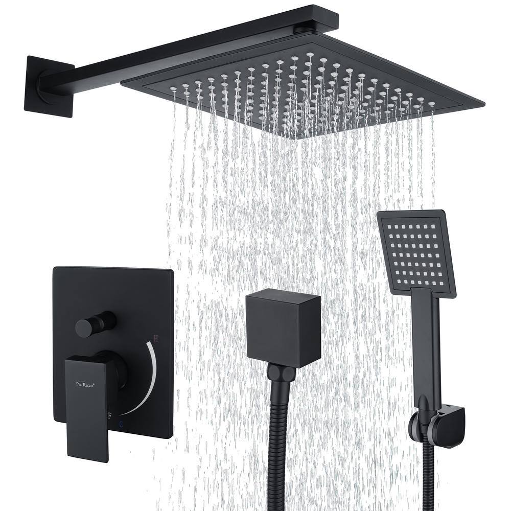 Pia Ricco 1Spray Patterns 9 in. Wall Mount Square Dual Shower Heads High Pressure Shower Faucet