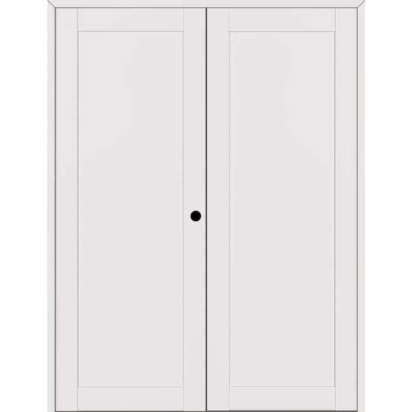 Belldinni 1-Panel Shaker 72 in. x 84 in. Left Active Snow-White Wood Composite Double Prehung Interior Door