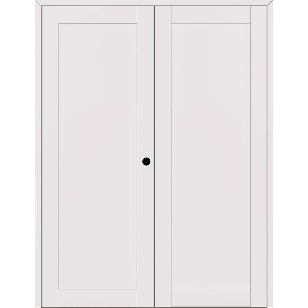 1-Panel Shaker 72 in. x 80 in. Left Active Snow-White Wood Composite Double Prehung Interior Door price history on PriceWatchPro