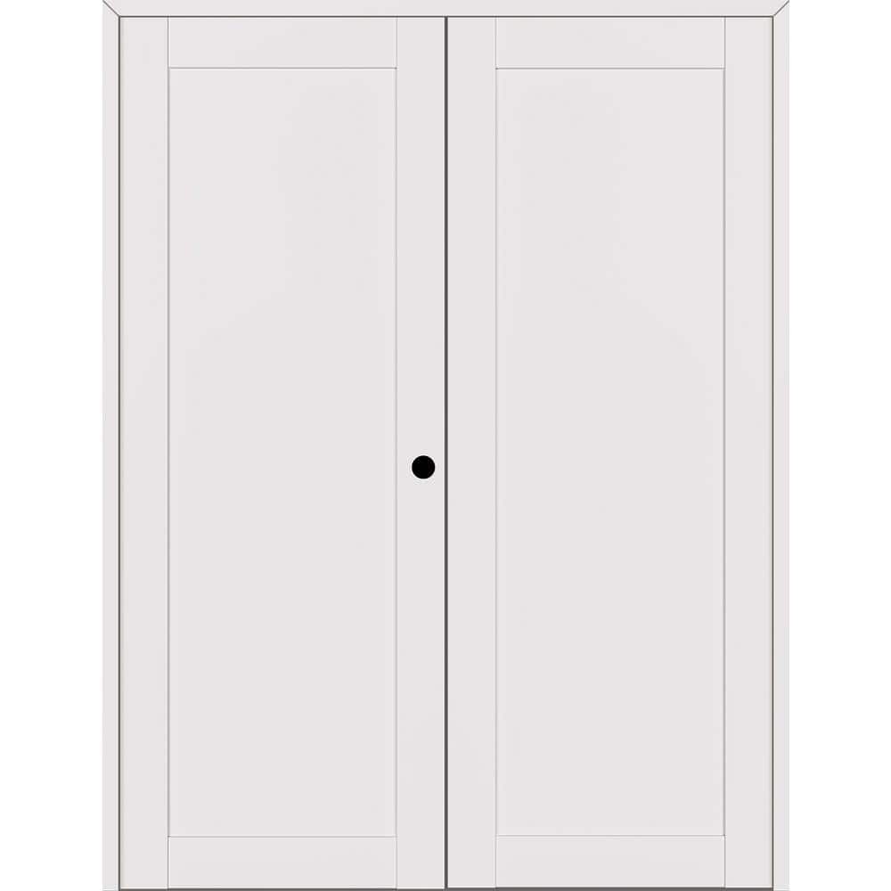 1-Panel Shaker 48 in. x 80 in. Left Active Snow White Wood Composite Double Prehung Interior Door price history on PriceWatchPro