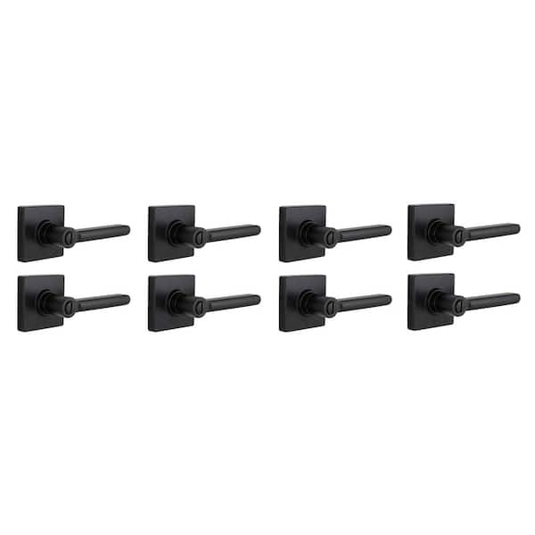 Tonebridge Matte Black Bed/Bath Door Lever with Square Rose 8-Pack