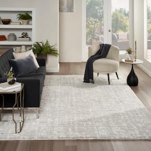 Modern Grey Ivory 8 ft. x 10 ft. Shag Abstract Contemporary Area Rug