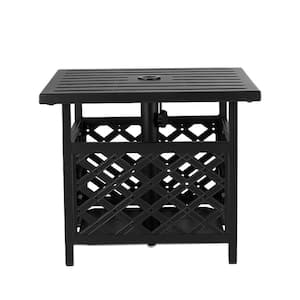 Pool Black Umbrella Side Square Table for Deck Garden AECOJOY 22 x 22 Outdoor Umbrella Side Table Steel Stand with 1.58 Umbrella Hole 