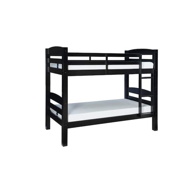 Sanders Black Twin Over Twin Bunk Bed with Heavy Duty Slats