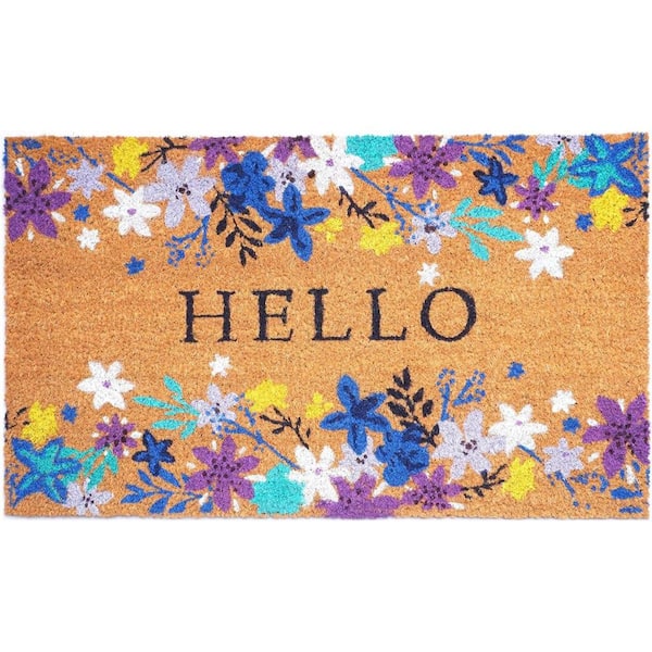 Multi-Colored 36 in. x 24 in. Coir Non-Slip Indoor/Outdoor Door Mat