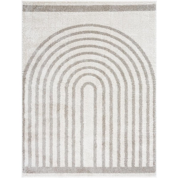 Fossay Shag Grey 8 ft. x 10 ft. Modern Indoor Area Rug