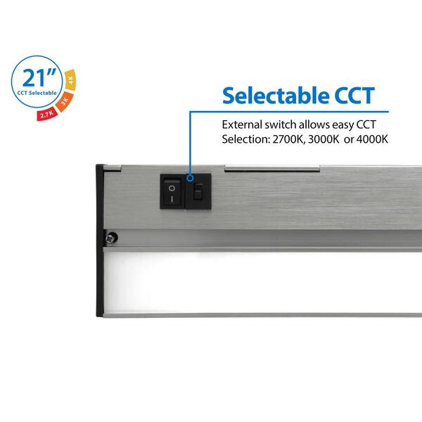 NICOR NUC-5 Series 21.5 in. Nickel Selectable LED Under Cabinet