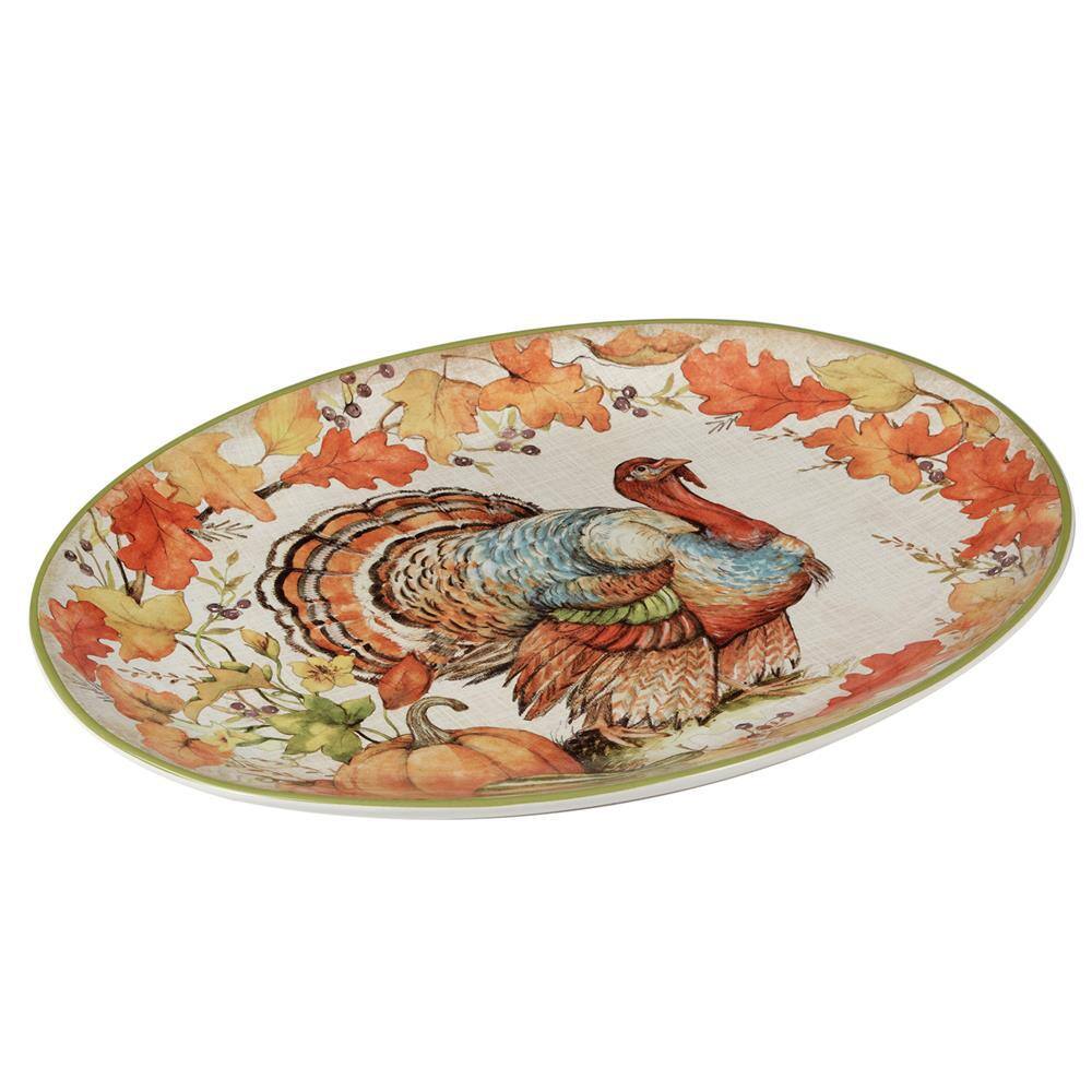 Autumn Breeze Ceramic Oval Turkey Platter