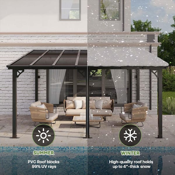 Sizzim 14 ft. x 10 ft. Patio Covers with Metal Roof Wall-Mount