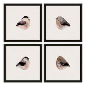 Plump Birds, Set of 4-Framed Giclee Bird Art Print 14 in. x 14 in. each