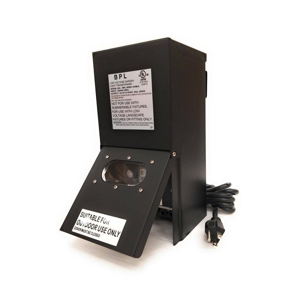 Best Pro Lighting Low Voltage 150-Watt 12-Volt Black Plastic Landscape  Lighting Transformer with Photocell and Timer BPL150W-12VBK - The Home Depot