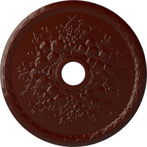 Ekena Millwork 5/8" x 22-5/8" x 22-5/8" Polyurethane Grape Ceiling Medallion, Brushed Mahogany