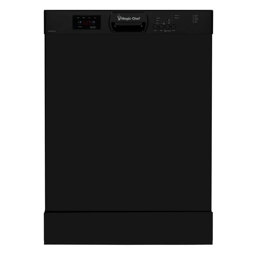 Magic Chef 24 in. Black Front Control Built-in Stainless Steel Tall Tub Dishwasher
