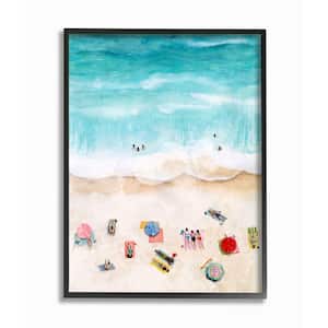 11 in. x 14 in. "Beach Family Coast Ocean Blue" by Grace Popp Framed Wall Art