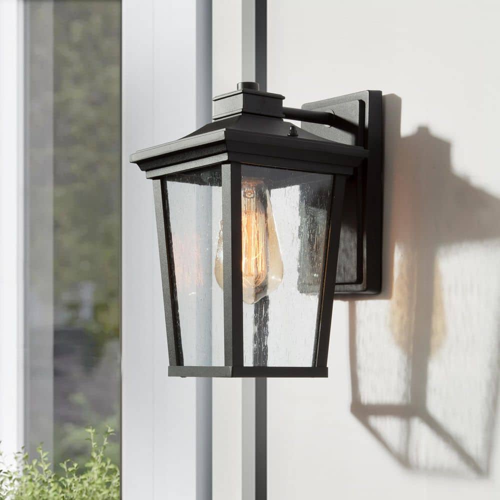 LNC Modern Farmhouse Black Outdoor Hanging Lantern 1-Light Coastal Pendant  with Seeded Glass Shade for Covered Patio Porch NA7NNFHD1254P47 - The Home  Depot