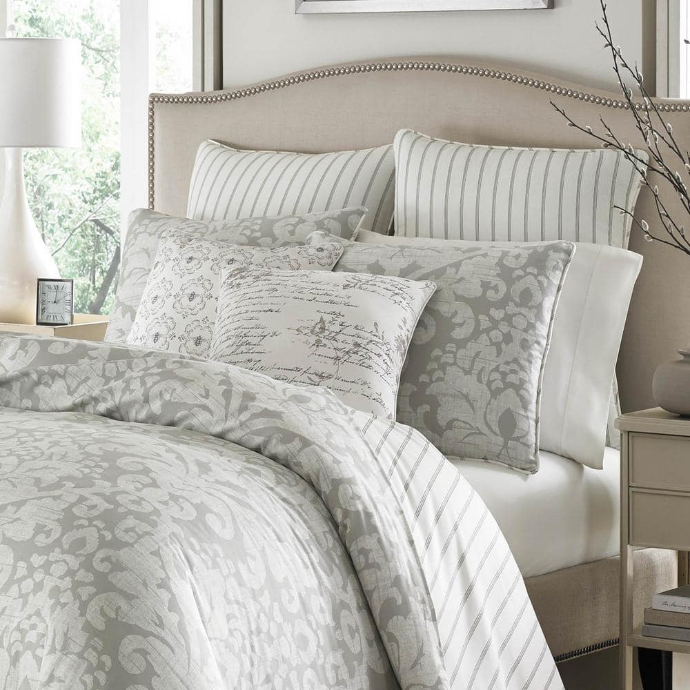 Camden Gray Cotton Reversible Full Comforter Set