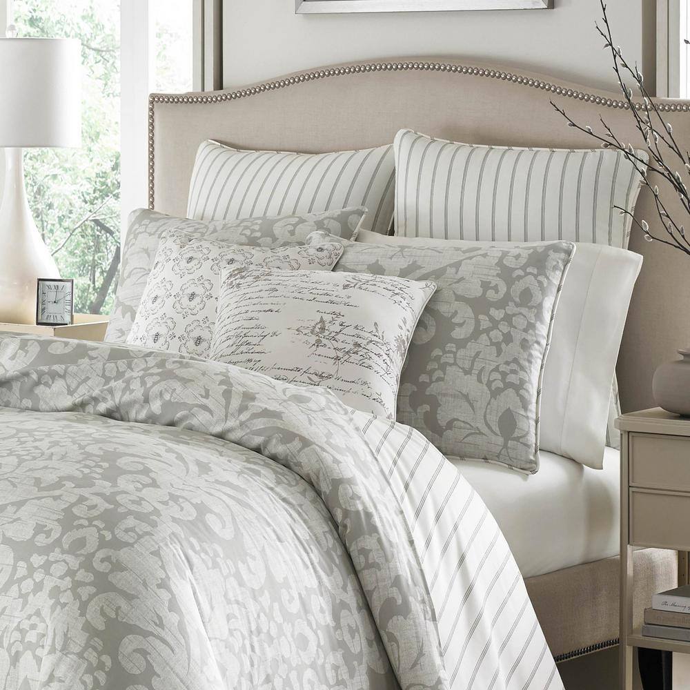 Camden Gray Cotton Full/Queen Duvet Cover Set