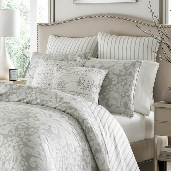 Fl Cotton King Comforter Set, Grey Cotton King Size Bedding Set