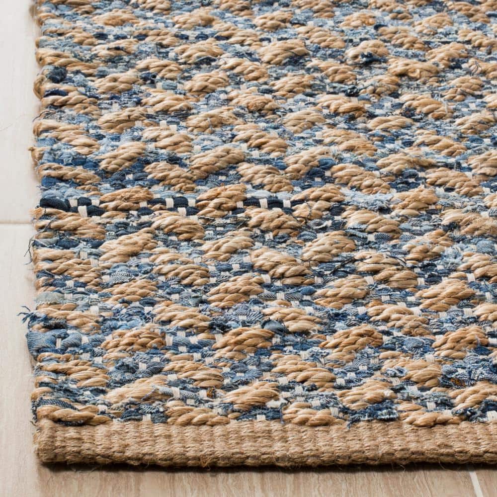 Boho-Chic Blue Geometric Flat-Woven 6' x 9' Reversible Rug