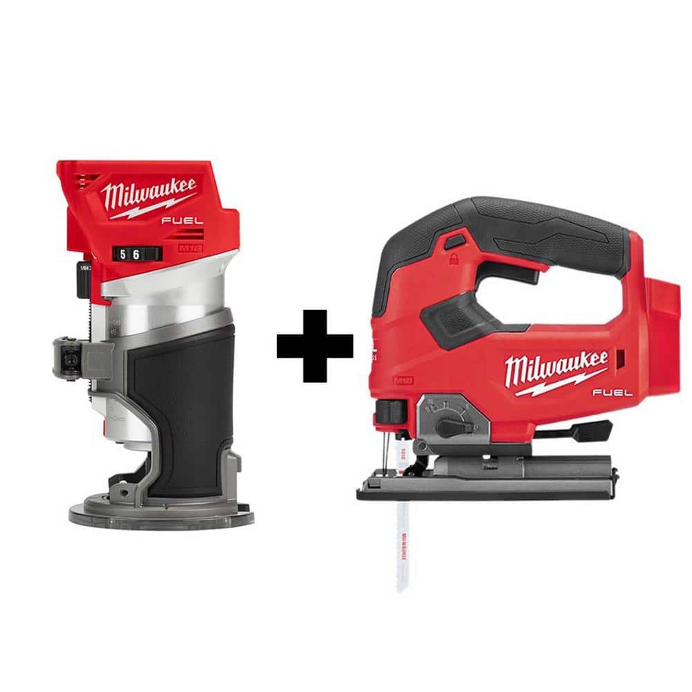 Milwaukee M18 FUEL 18V Lithium-Ion Brushless Cordless Compact Router and Jig Saw 2-Tool Set (Tool-Only) -  2723-20-273B