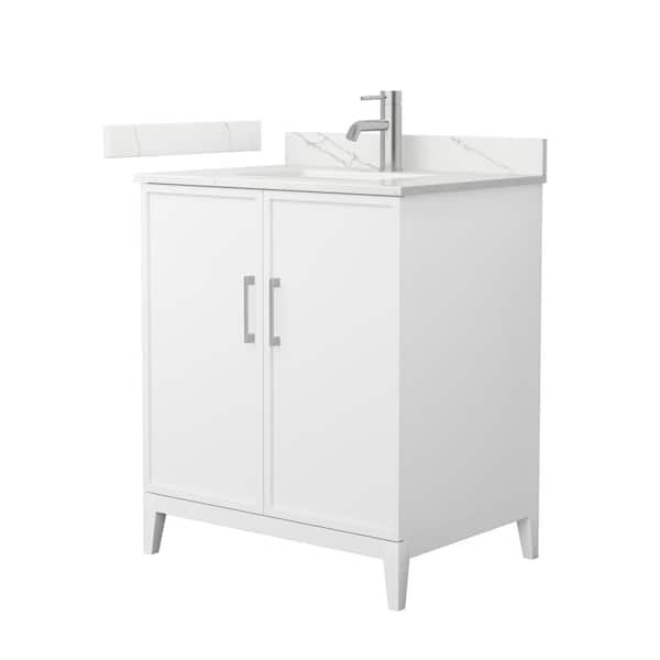 Wyndham Collection Elan 30 in. W x 22 in. D x 35 in. H Single Bath Vanity in White with Giotto Quartz Top