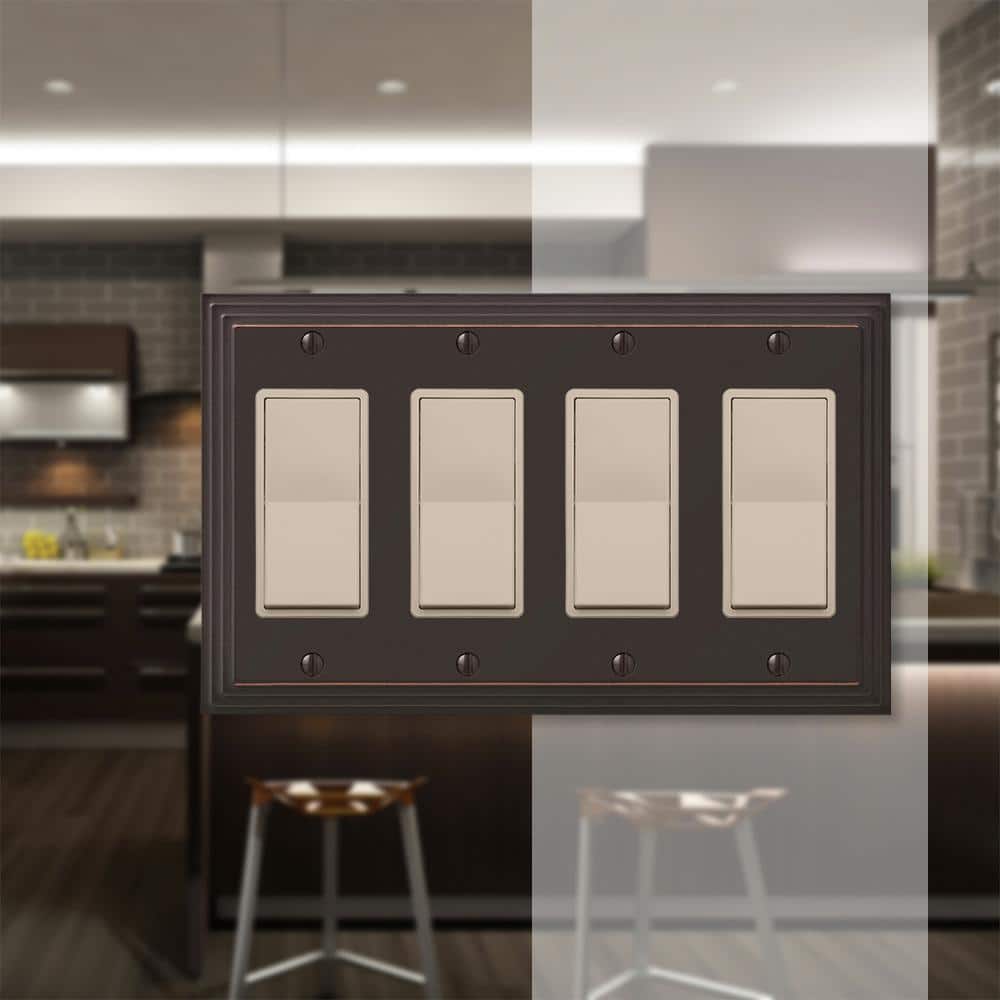 Aged Bronze Quad Rocker Cast Metal Wallplate