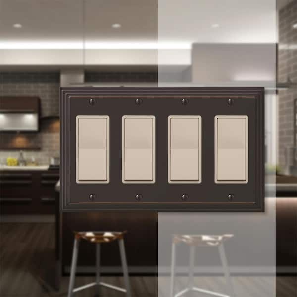 Tiered 4 Gang Rocker Metal Wall Plate - Aged Bronze