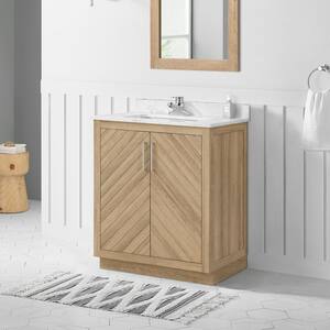 Huckleberry 30 in. W x 19 in. D x 34.5 in. H Bath Vanity in Weathered Tan with White Cultured Marble Top