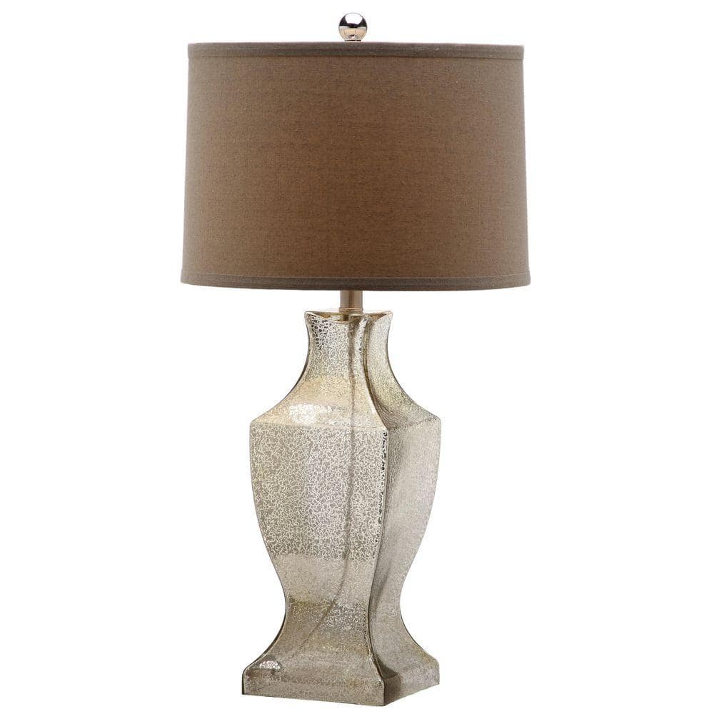 Antique Silver Glass Bottom Urn Table Lamp Set
