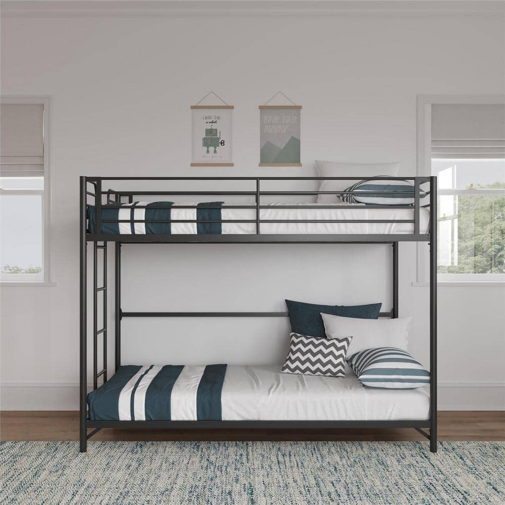 Dixon Easy Assembly Twin Over Twin Metal Bunk Bed Black