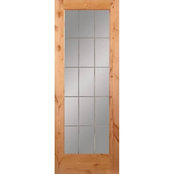 Feather River Doors 30 in. x 80 in. 15 Lite Illusions Woodgrain Unfinished Knotty Alder Interior Door Slab