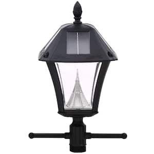 Baytown II 78 in. Black Outdoor Solar Weather Resistant Solar Landscape Post Light Lantern and Lamp Post with EZ-Anchor
