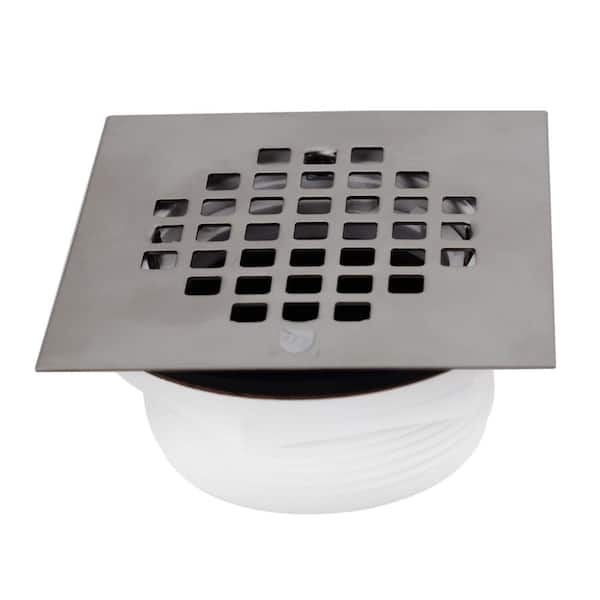 Unbranded 2 in. Sch. 40 PVC Shower Drains with 4-1/4 in. Square Cover in Satin Nickel