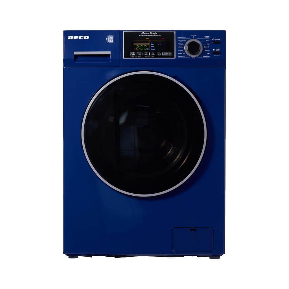 24 in. 1.9 cu.ft. Digital Compact 110-Volt Vented/Ventless 18 lbs. Washer Dryer Combo 1400 RPM in Blue