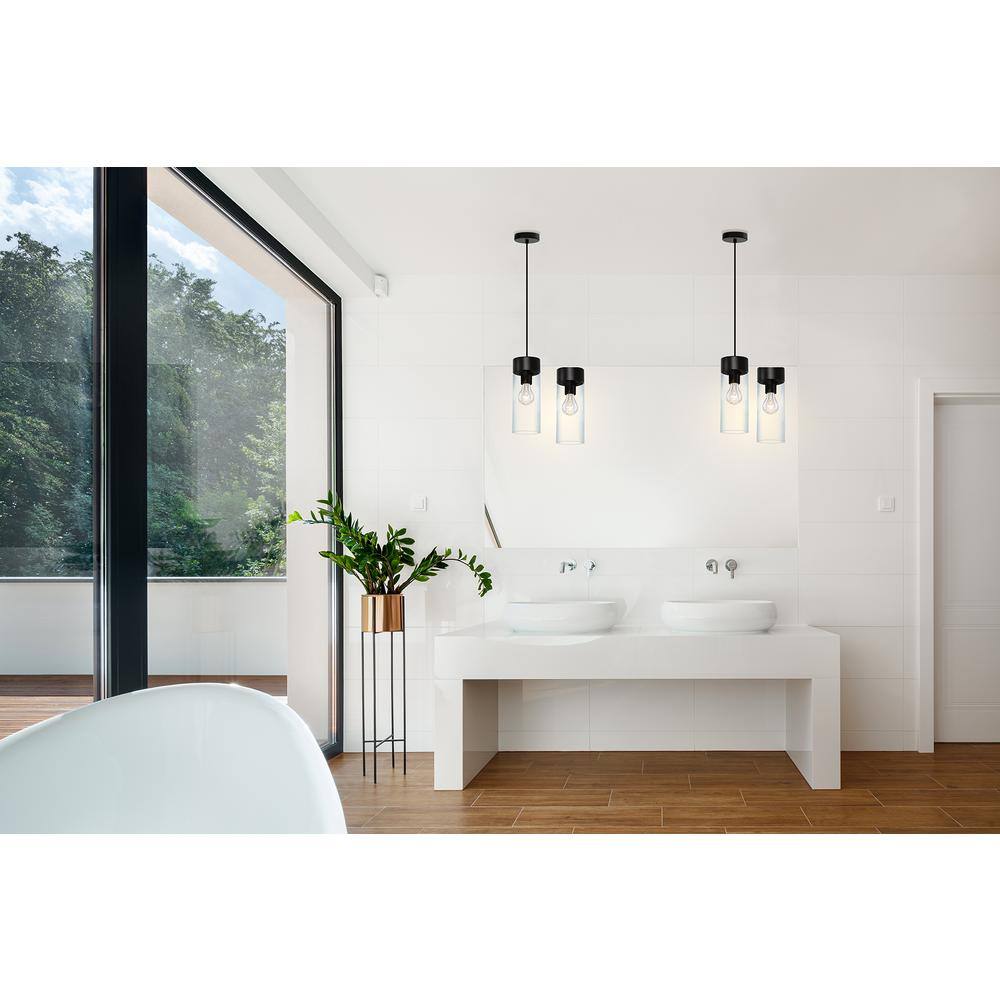 Montey 72" Matte Black Glass Pendant Light