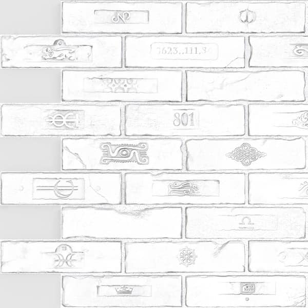 Dundee Deco 3D Falkirk Renfrew II 1/50 in. x 35 in. x 25 in. White Faux Bricks PVC Decorative Wall Paneling