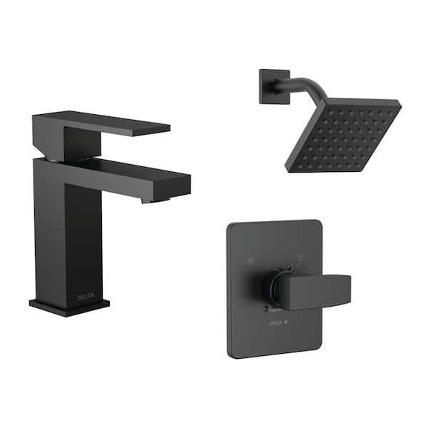 Modern 1-Spray Shower Faucet with Single Handle Single Hole Bathroom Faucet in Matte Black