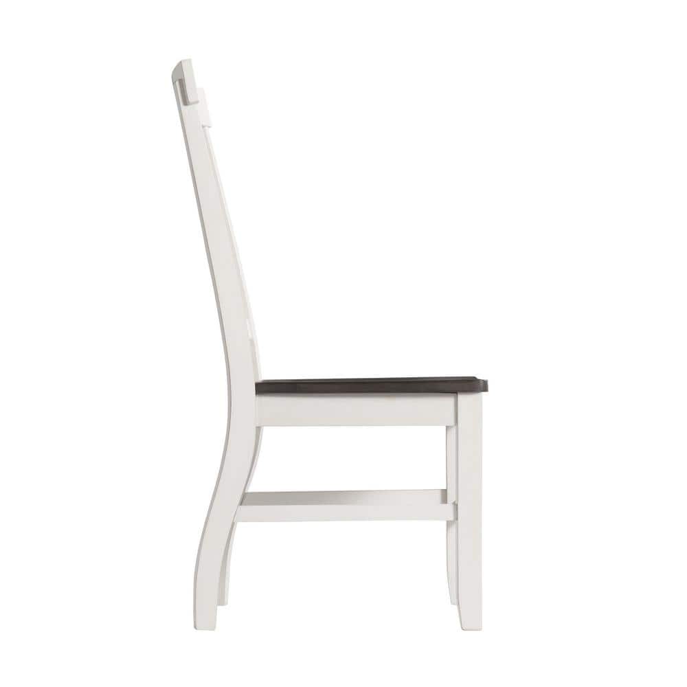 Gray and White Wooden Slat Back Side Chair