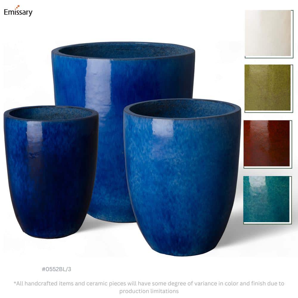 Tall Blue Handmade Ceramic Planter for Indoor/Outdoor Use