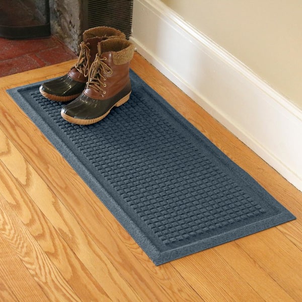 Waterhog Squares 15 in. x 36 in. PET Polyester Indoor Outdoor Boot Tray Bluestone