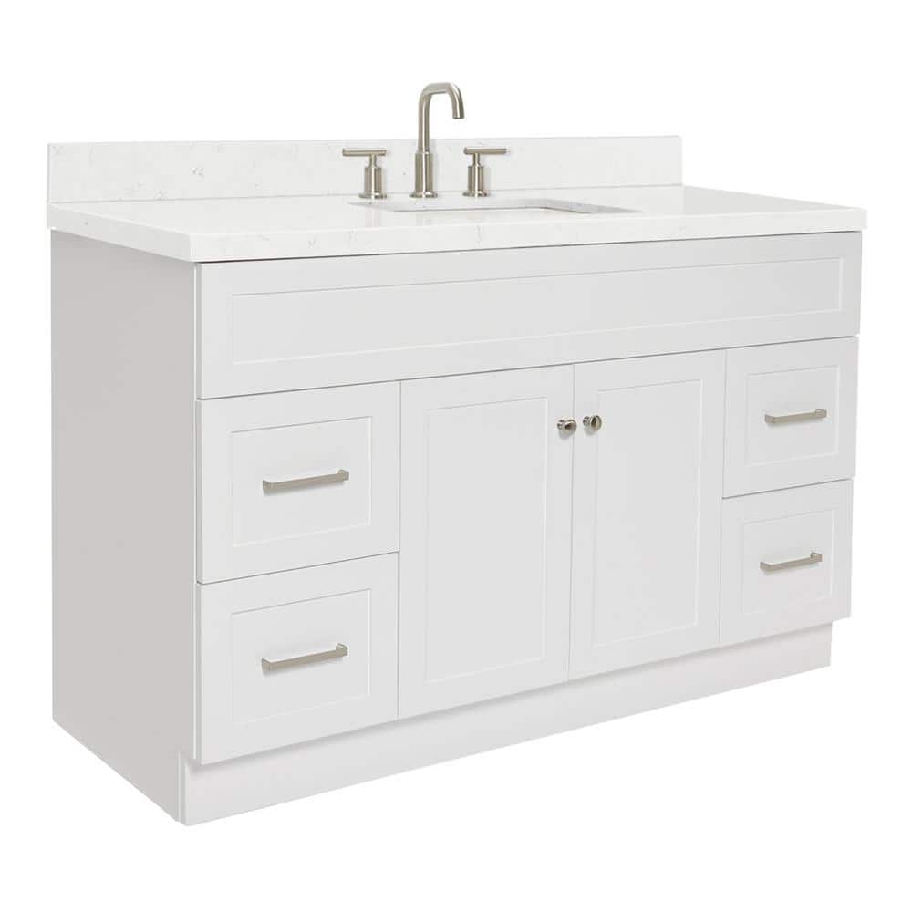 Hamlet 54" White Quartz Top Single Basin Freestanding Vanity