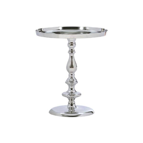 Benjara 15.5 in. Silver Round Metal End Table with Metal Frame